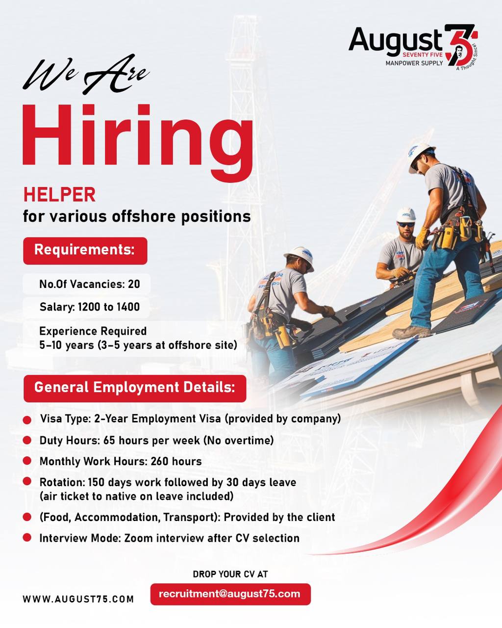 Hiring Offshore Helper Job UAE